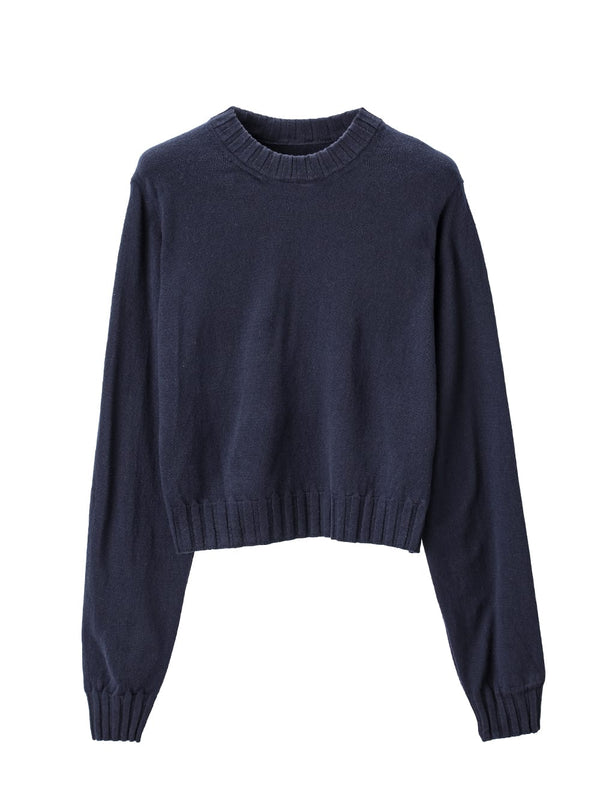 sk.0002bAW23-gray lambs wool cropped crewneck sweater. THE TWO OF 