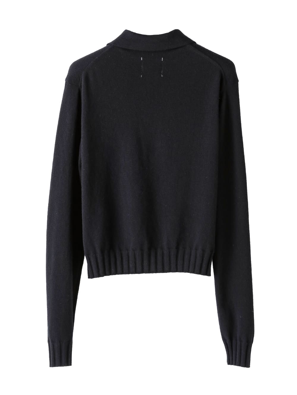 Lamb wool cropped polo collar jumper