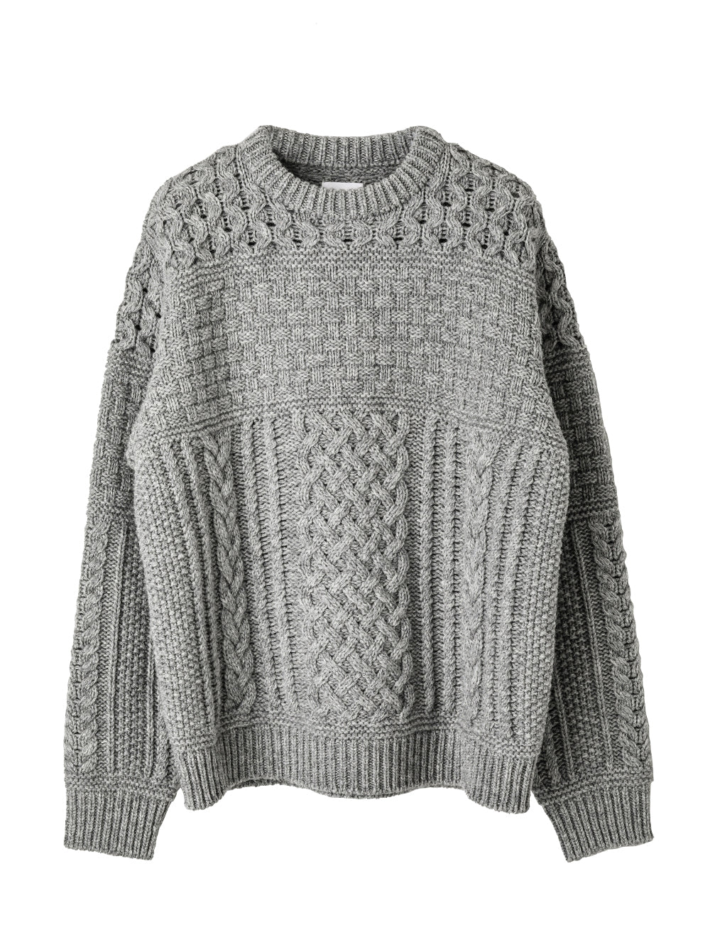 sk.0008AW25-gray フィッシャーマンズクルーネックセーター The Black