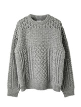 sk.0008AW25-gray フィッシャーマンズクルーネックセーター The Black