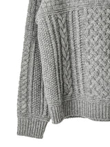 sk.0008AW25-gray フィッシャーマンズクルーネックセーター The Black