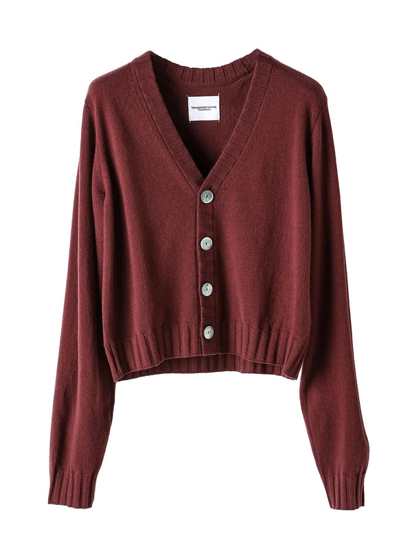 sk.0008bAW23-brown lambs wool cropped cardigan. THE TWO OF US 2023