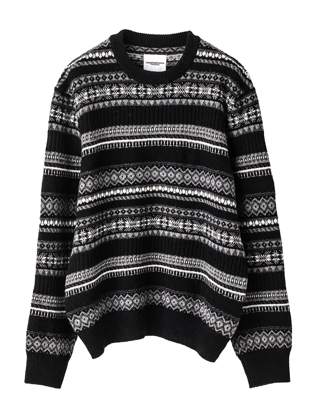 sk.0011AW25-black mono フェアアイルクルーネックセーター The Black