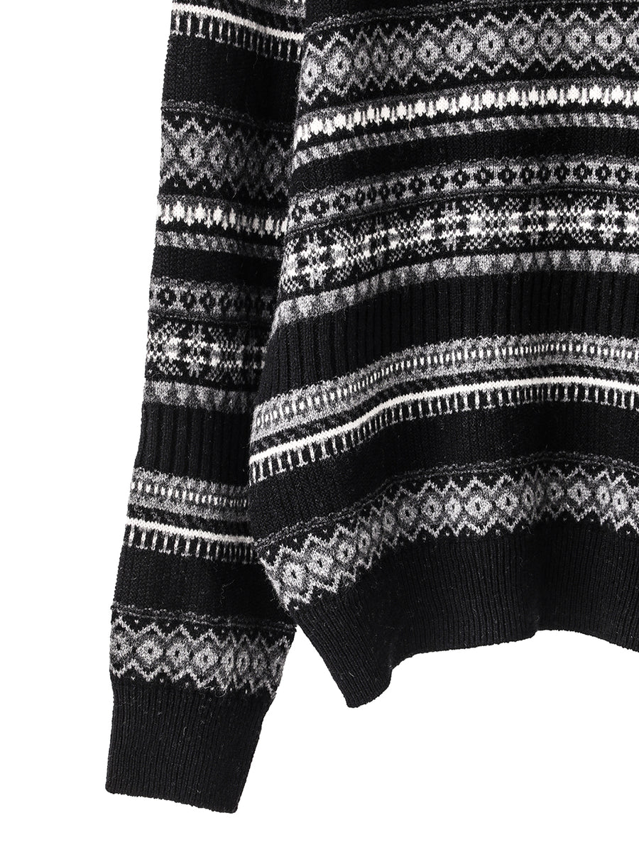 sk.0011AW25-black mono フェアアイルクルーネックセーター The