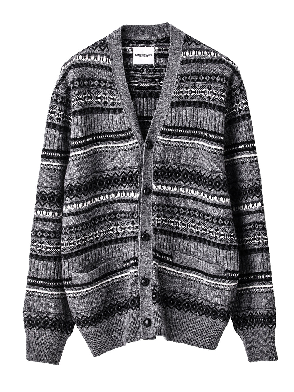 sk.0012AW25-gray mono フェアアイルVネックカーディガン The