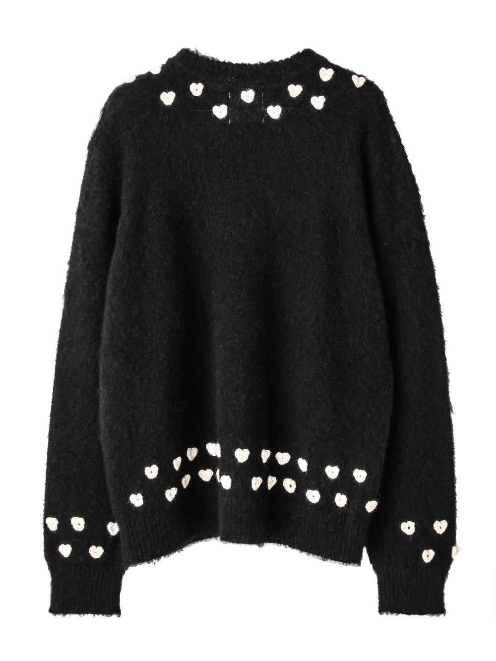 heart attached mohair crew neck  sweater