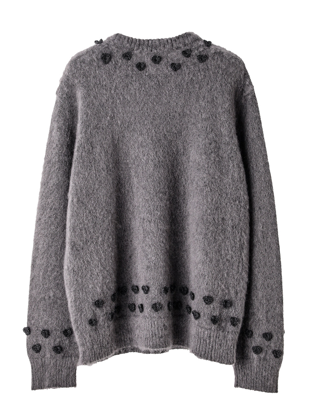 heart attached mohair crew neck  sweater