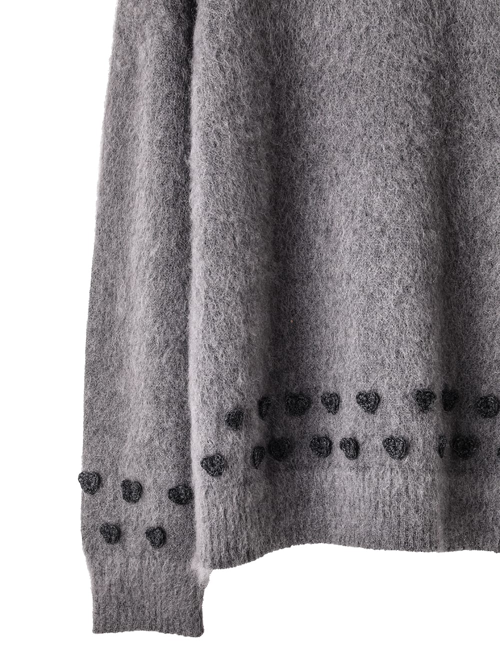 heart attached mohair crew neck  sweater