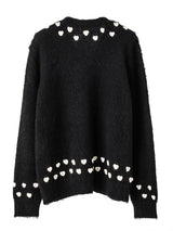 sk.0014AW25-black(white ribbon) ハートアタッチドモヘアカーディガン