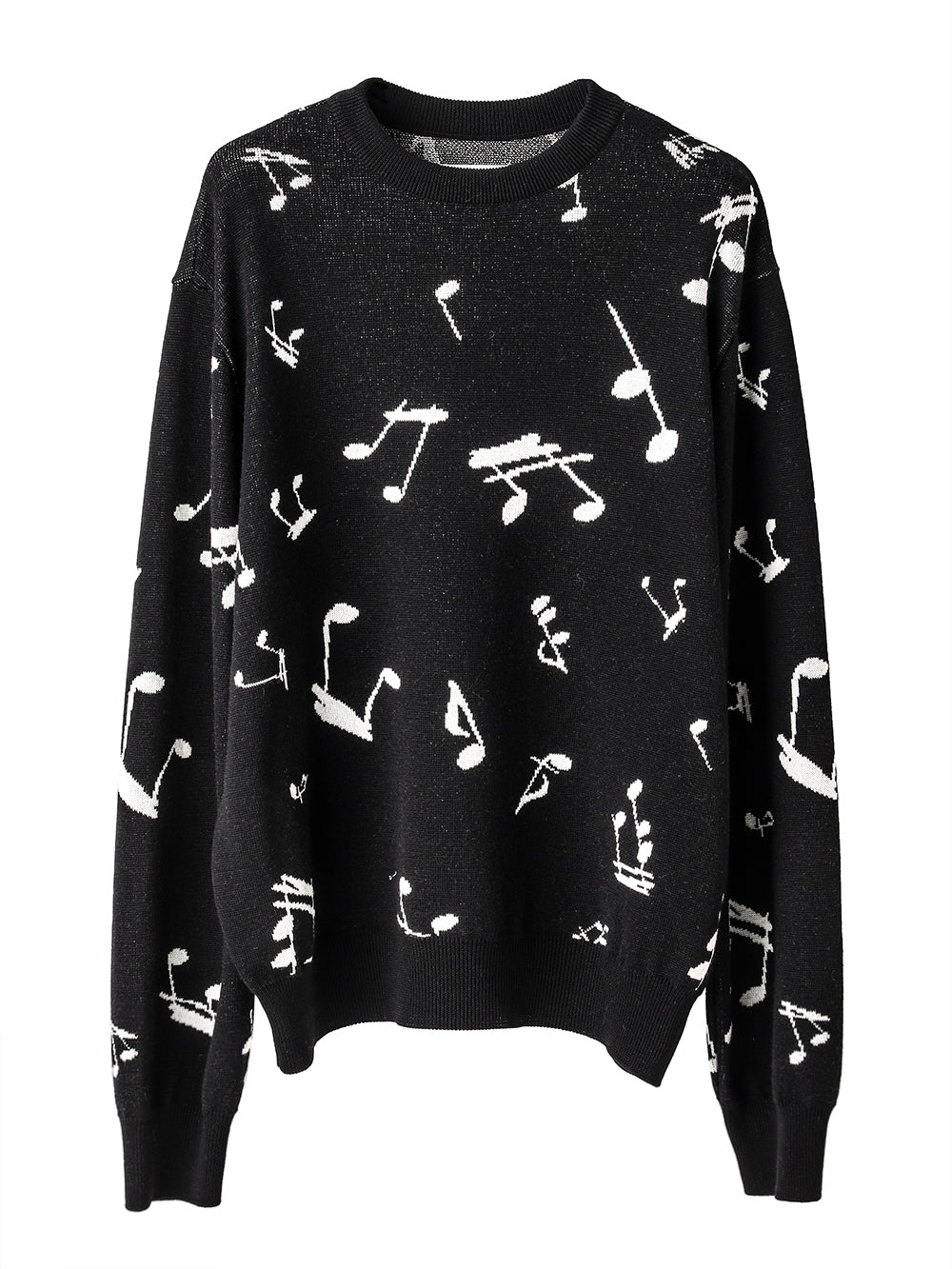 music note pattern crew neck  sweater