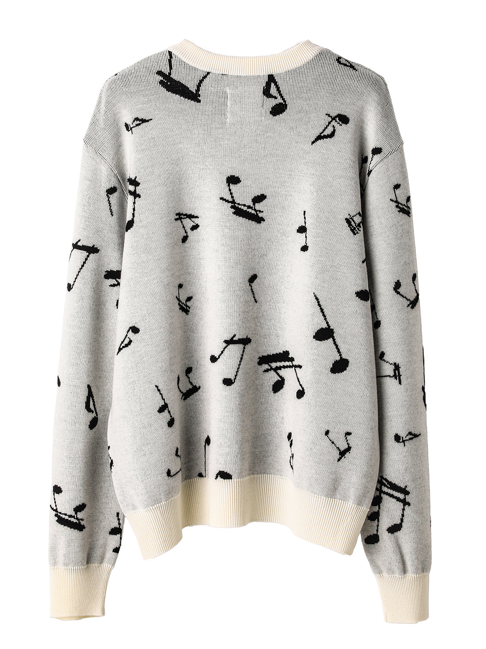 music note pattern crew neck  sweater