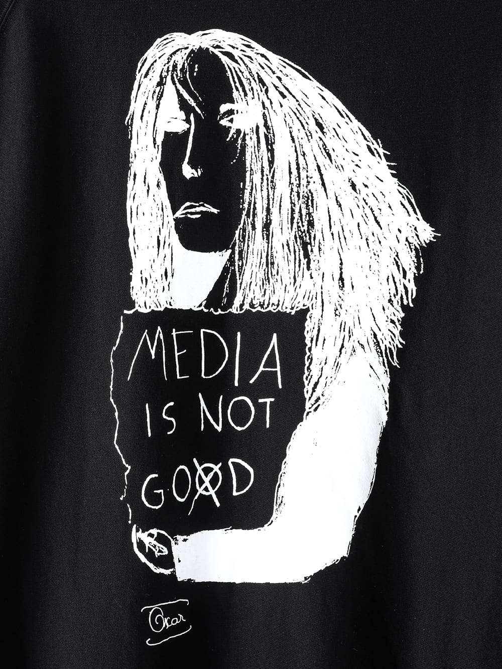 soc.0006SS23_black media is not go⨂d. type 1 (oversized hoodie