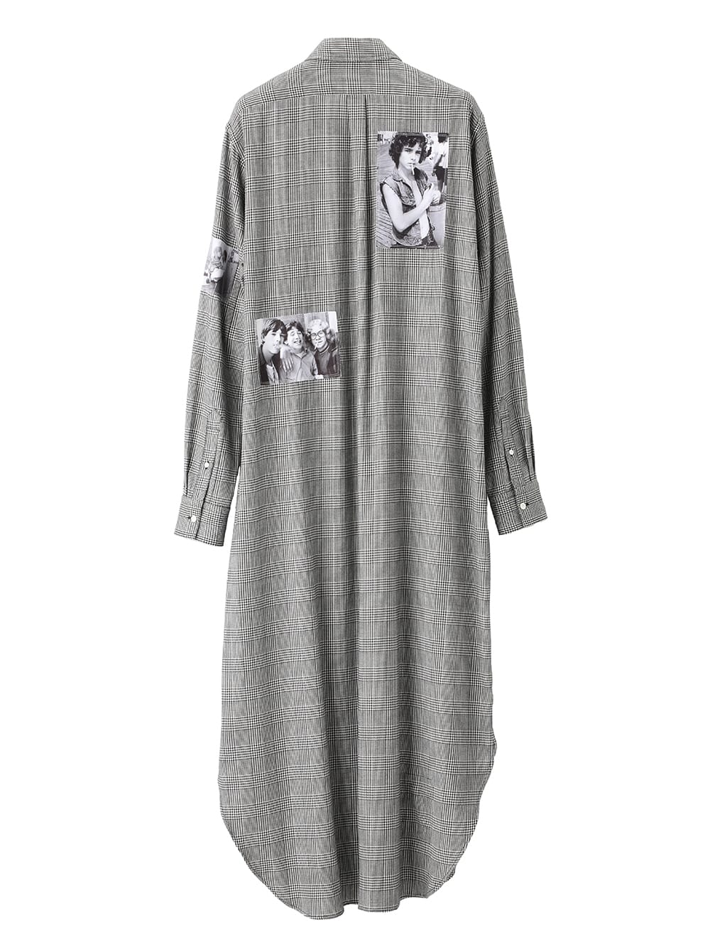 loose fit regular collar maxi length shirt.