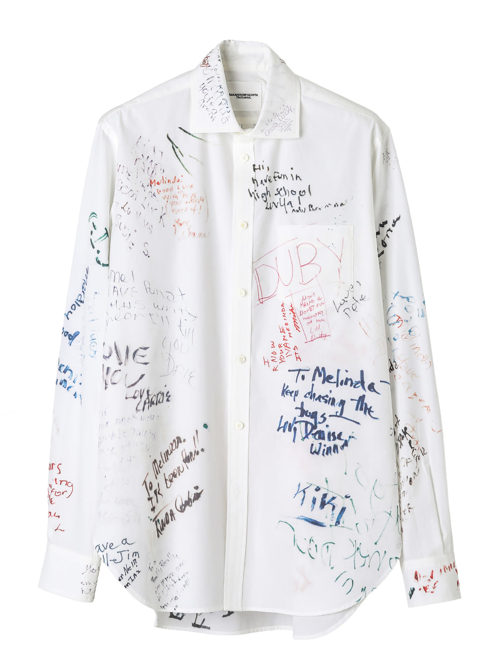wide spread collar shirt.