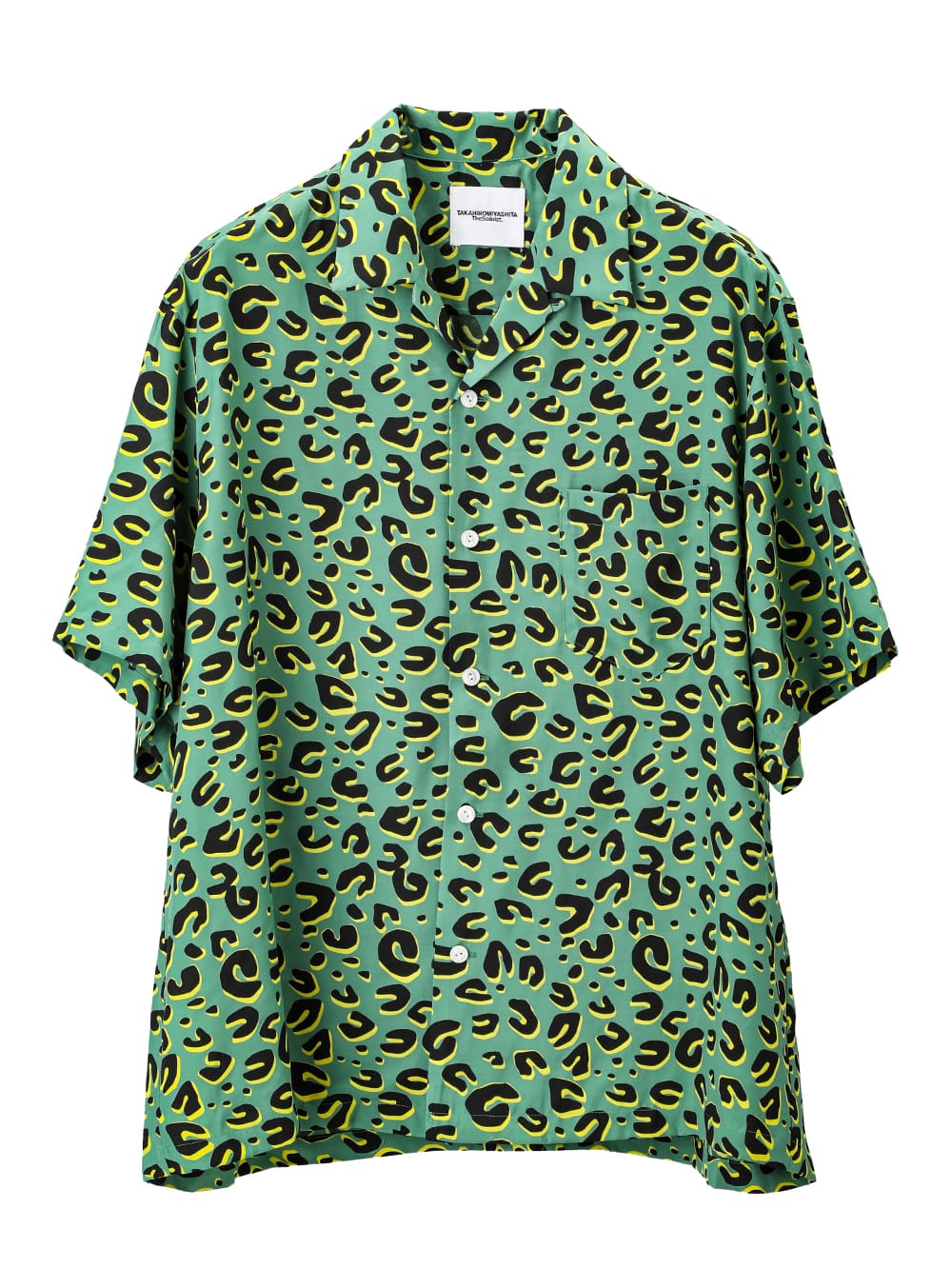 ss.0005aSS25-green x black hawaiian shirt.(leopard