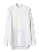 ss.0014AW25-white バンドカラーピンタックシャツ The Black-and-White