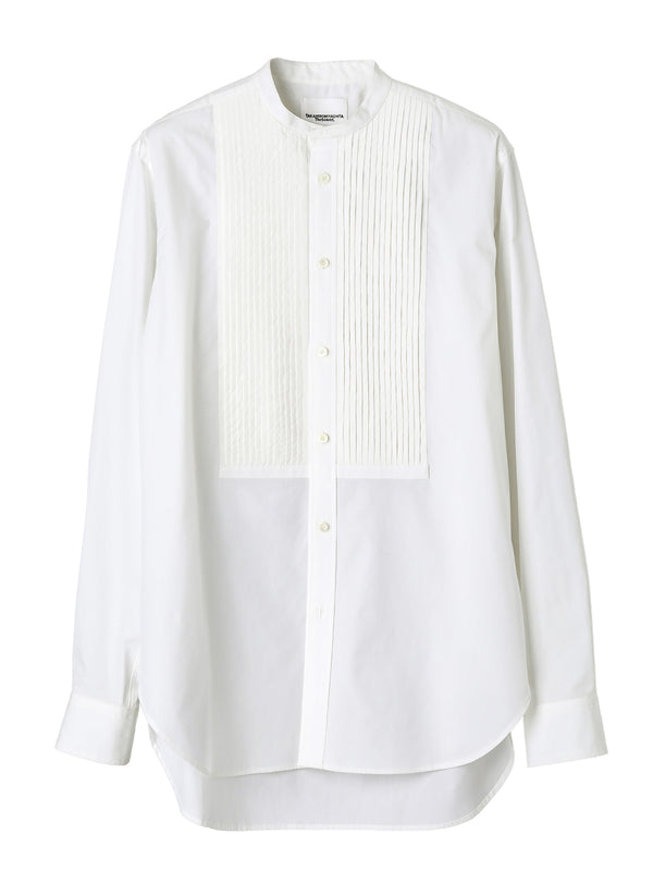band collar pin tuck shirt.