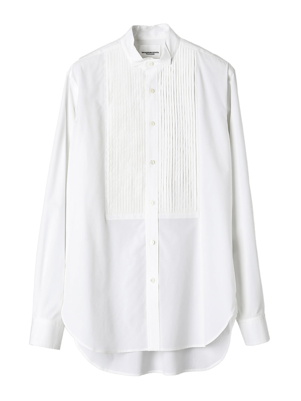 wing collar pin tuck shirt.