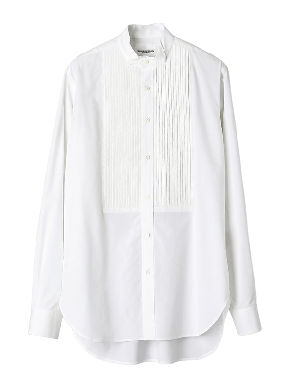 wing collar pin tuck shirt.