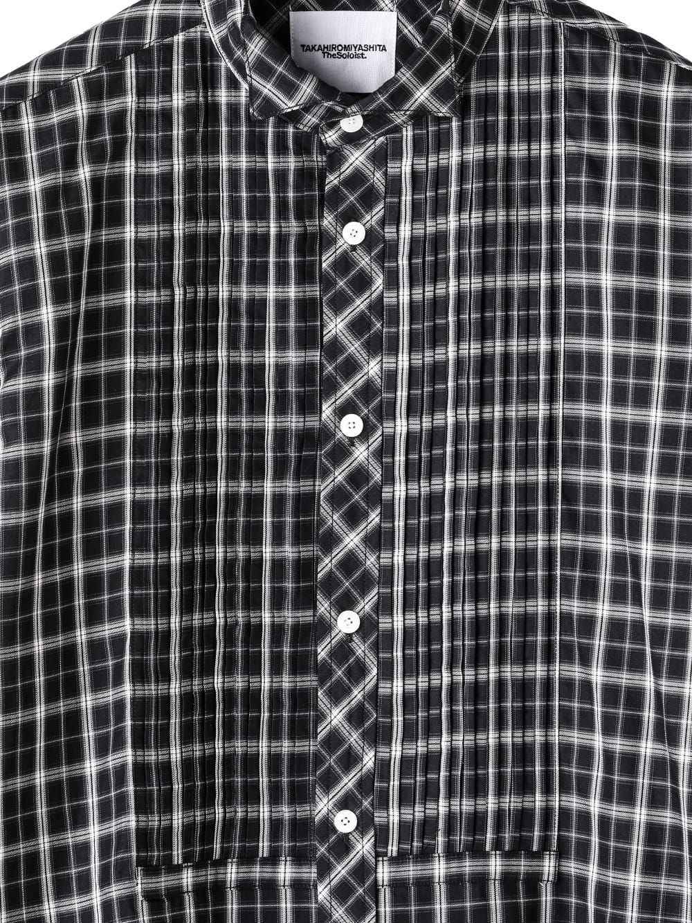ss.0019AW25-black check ウィングカラーピンタックシャツ The Black