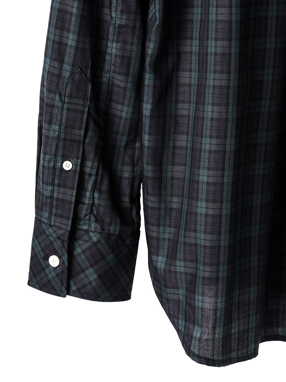 ss.0019AW25-green check ウィングカラーピンタックシャツ The Black