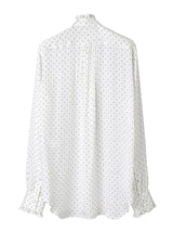 ss.0023AW25-white x black dot ruffle shirt. The Black-and