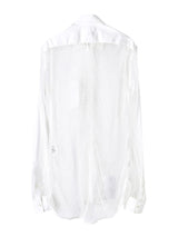 ss.0024AW25-white レギュラーカラーコンビネーションメッシュシャツ