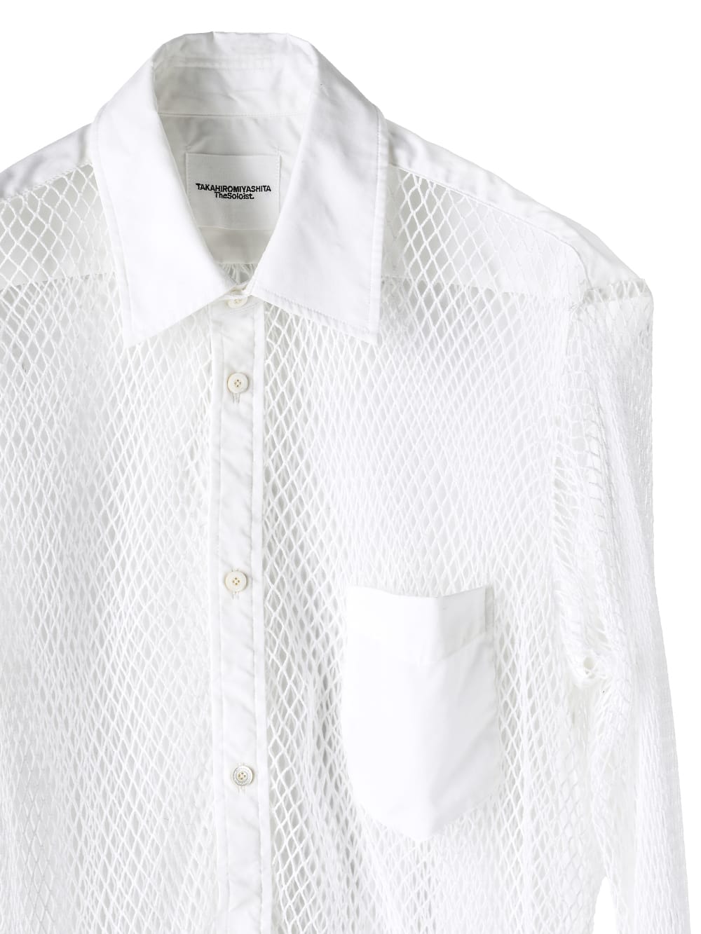 I DA LONDON メッシュシャツ ホワイト ss.0024AW25-white レギュラーカラーコンビネーションメッシュシャツ