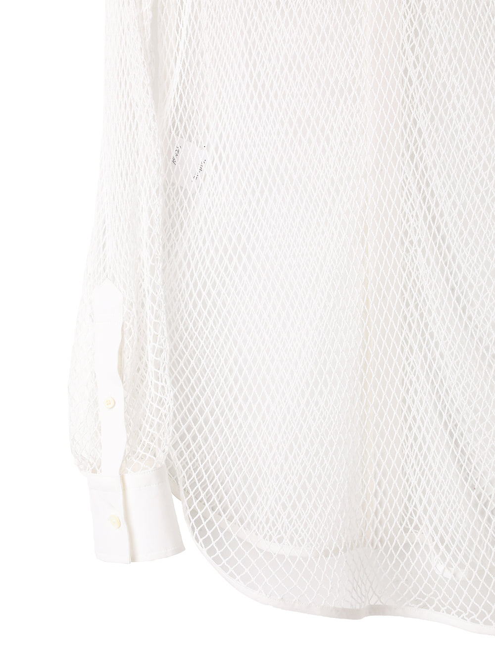 wide spread collar combination mesh shirt.