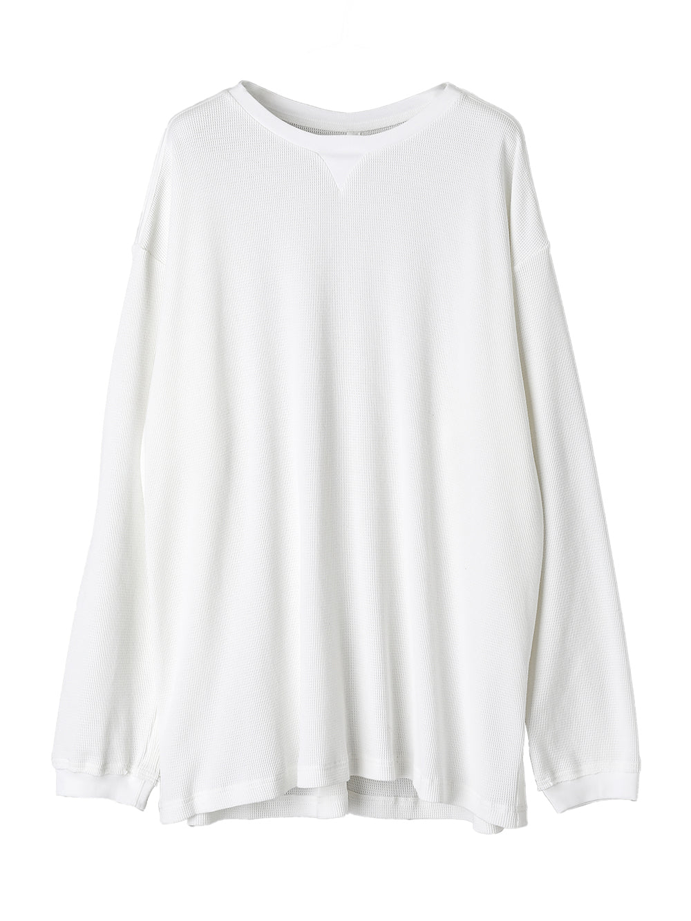 swc.0006AW25-white オーバーサイズドサーマルクルーネックロング