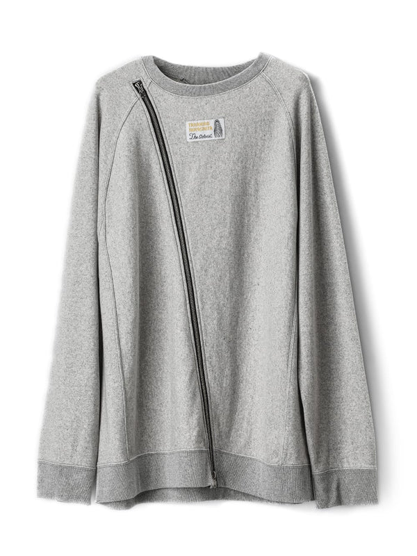 new two-way zip reverse oversized crewneck sweatershirt.(solid)