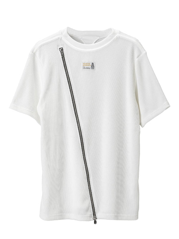 New Two-Way Zip Reverse Short Sleeve Tee (Waffle)(Solid)