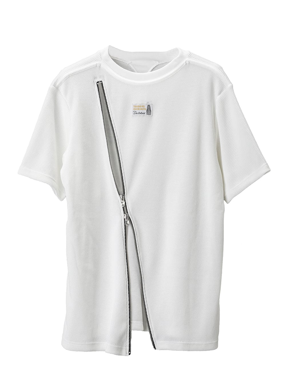 New Two-Way Zip Reverse Short Sleeve Tee (Waffle)(Solid)