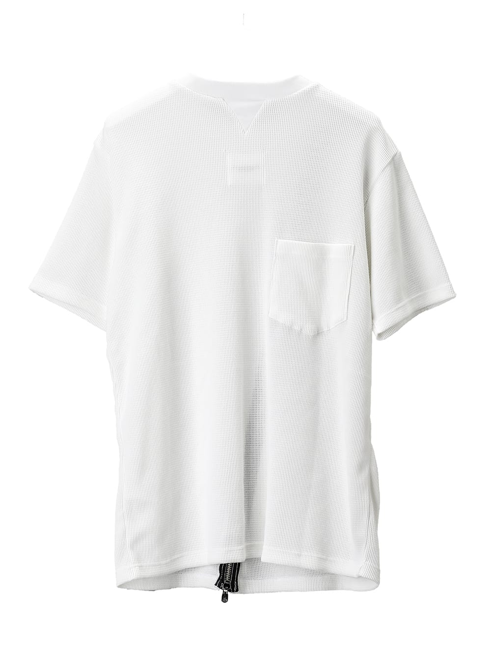 New Two-Way Zip Reverse Short Sleeve Tee (Waffle)(Solid)