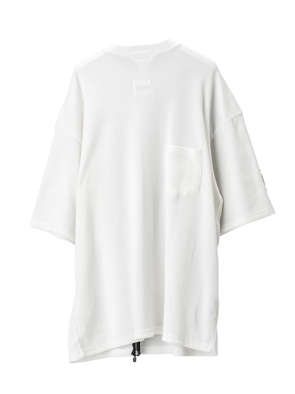 New Two-Way Zip Reverse Oversized Short Sleeve Tee (Waffle)(Solid)