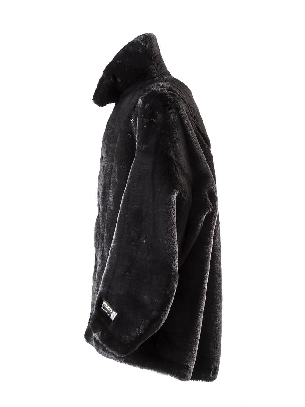 double zip balloon shaped faux fur coat.