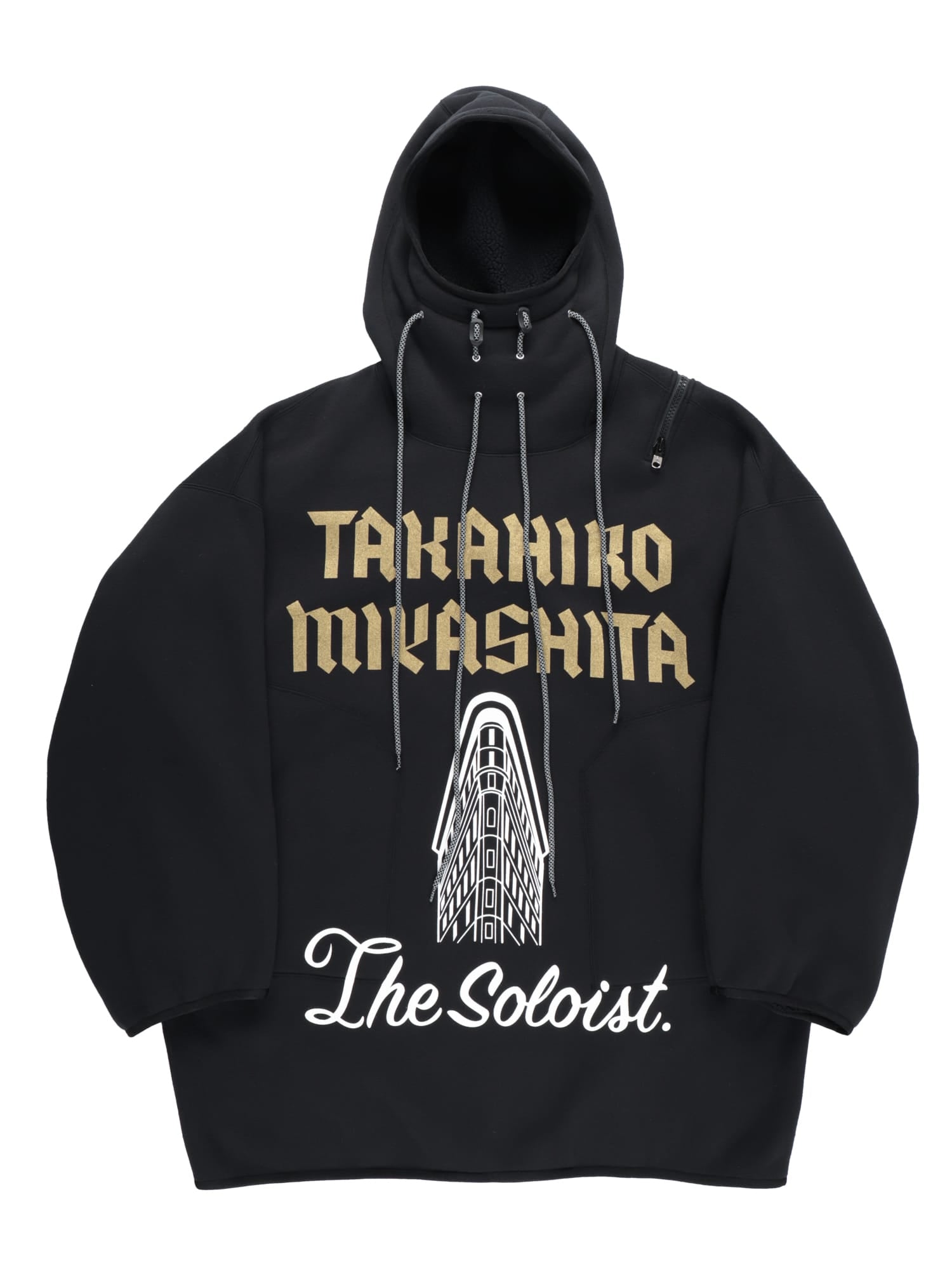 sc.0003AW22_black Double-zip balloon-shaped hoodie