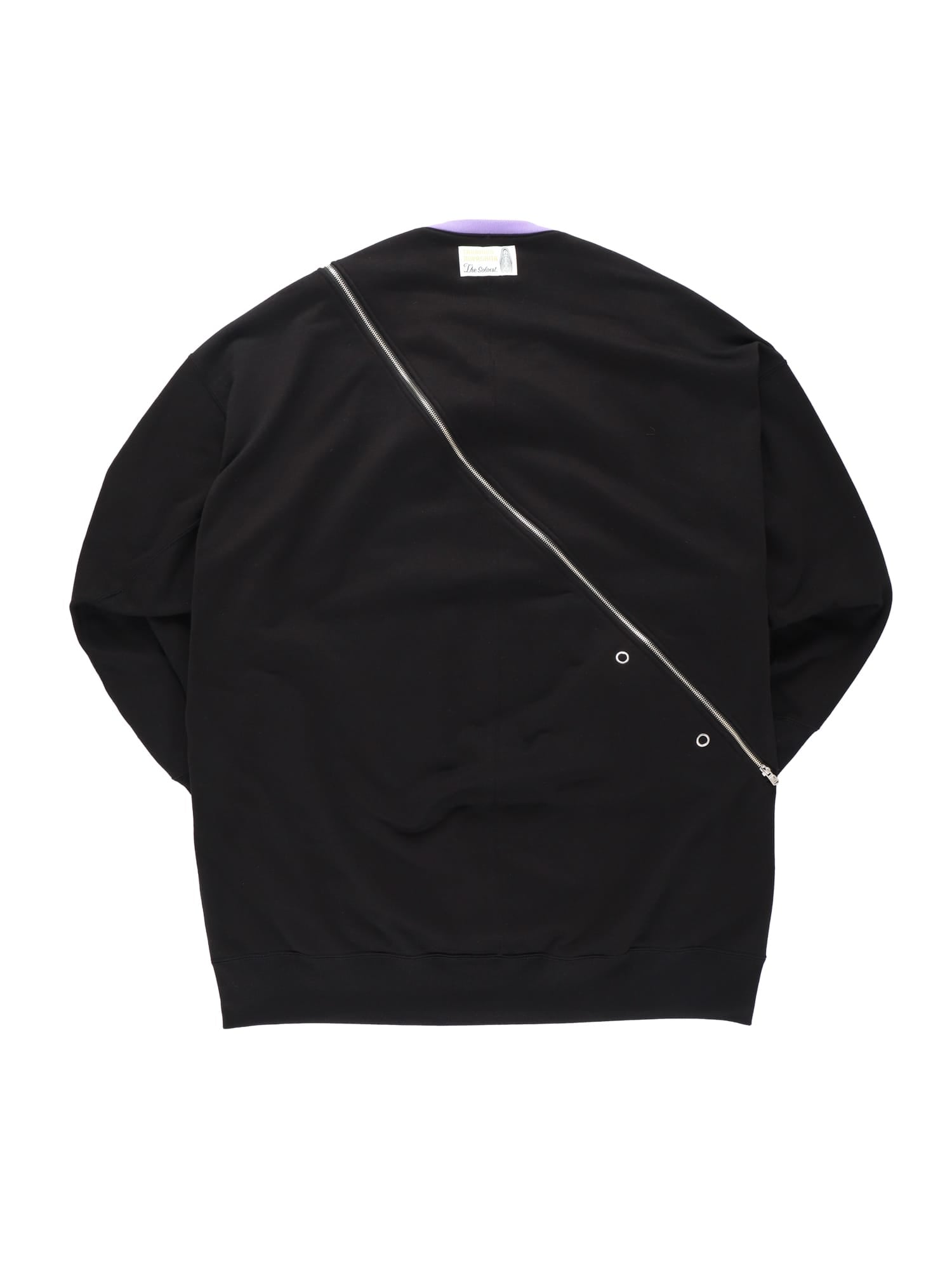 Double Zip Balloon Shaped Crew Neck Shirt