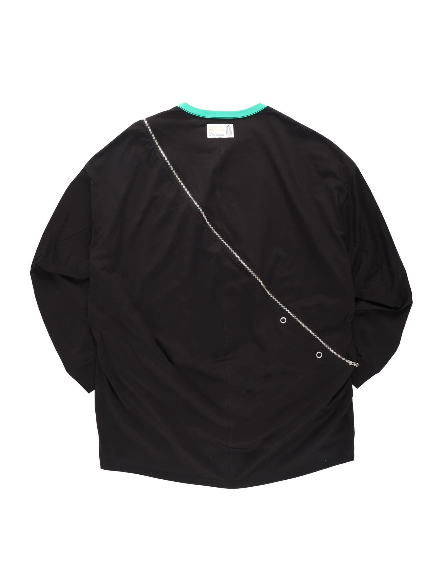 Double Zip Balloon Shaped Pocket Long Sleeve Tee