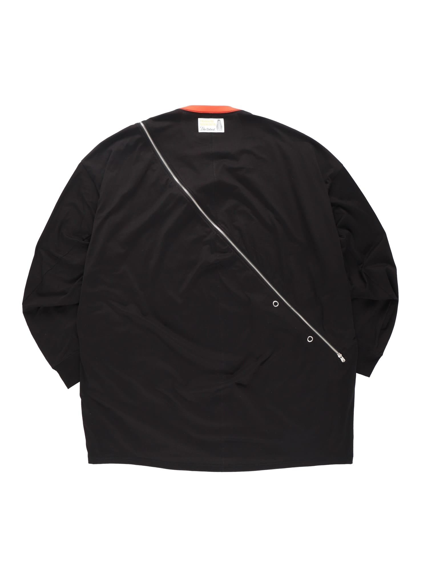 Double Zip Balloon Shaped Pocket Long Sleeve Tee