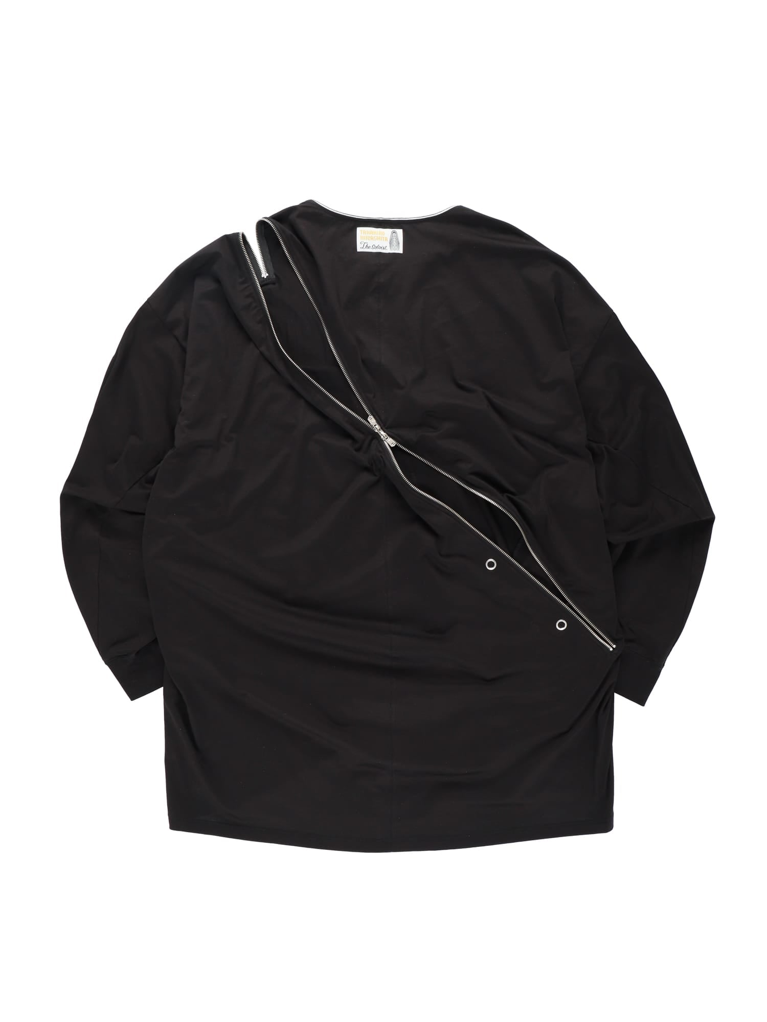 Double Zip Balloon Shaped Pocket Long Sleeve Tee