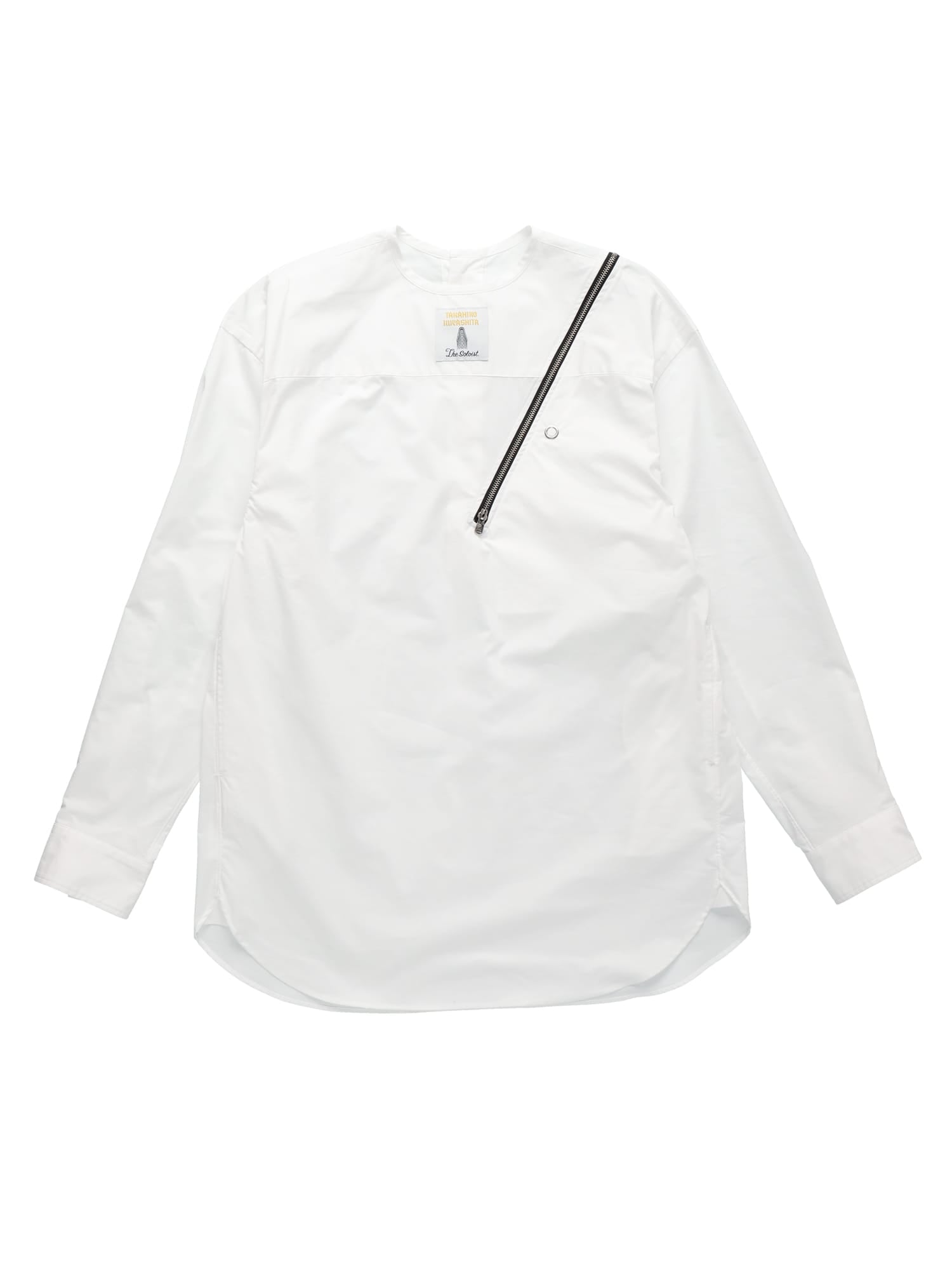 ss.0004AW22_white ダブルジップリバースヘンリーネックシャツ