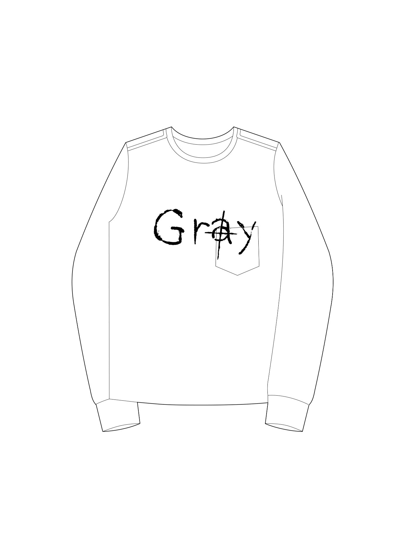 gray.(l/s pocket tee)