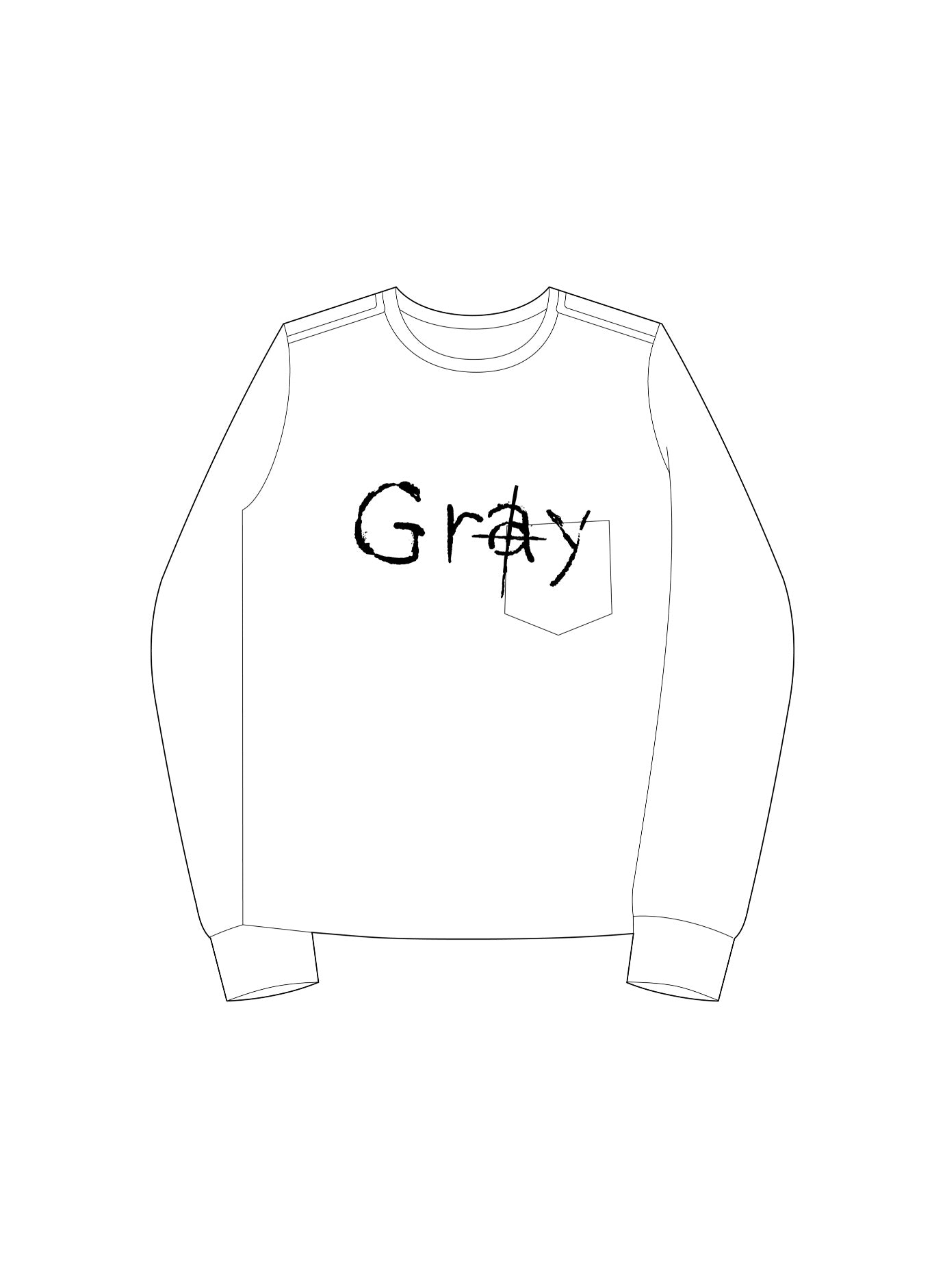 gray.(oversized l/s pocket tee)