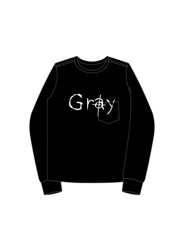 gray.(oversized l/s pocket tee)